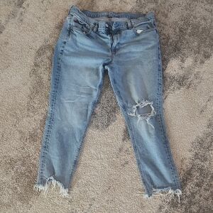 American Eagle Outfitters Light Blue Distressed Ankle Jeans